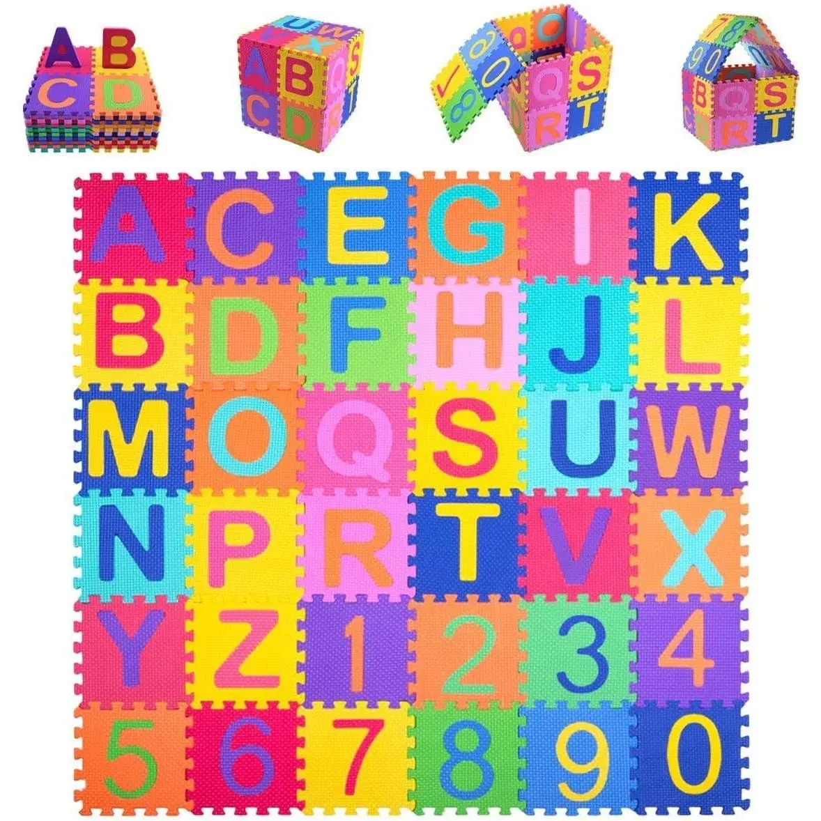 Kids Foam Puzzle Play Mat 5.9inch x 5.9inch (36-Piece Set) Interlocking EVA Floor Tiles with Alphabet and Numbersfidget toys