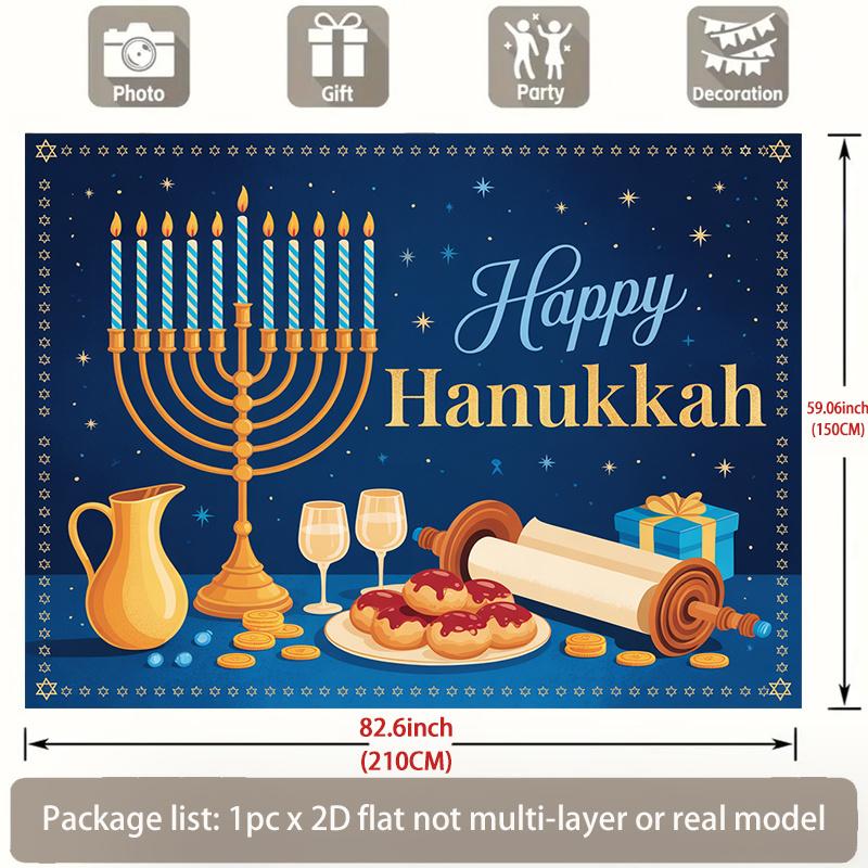 2D Flat, 2D Flat Banner, 1pc, Hanukkah Celebration with Menorah, Candles Background Decoration Background Photo Props, Room Decor, Wall Decor, Banner Decor, Home Decor, Party Background Decor, Party Decor/suppli