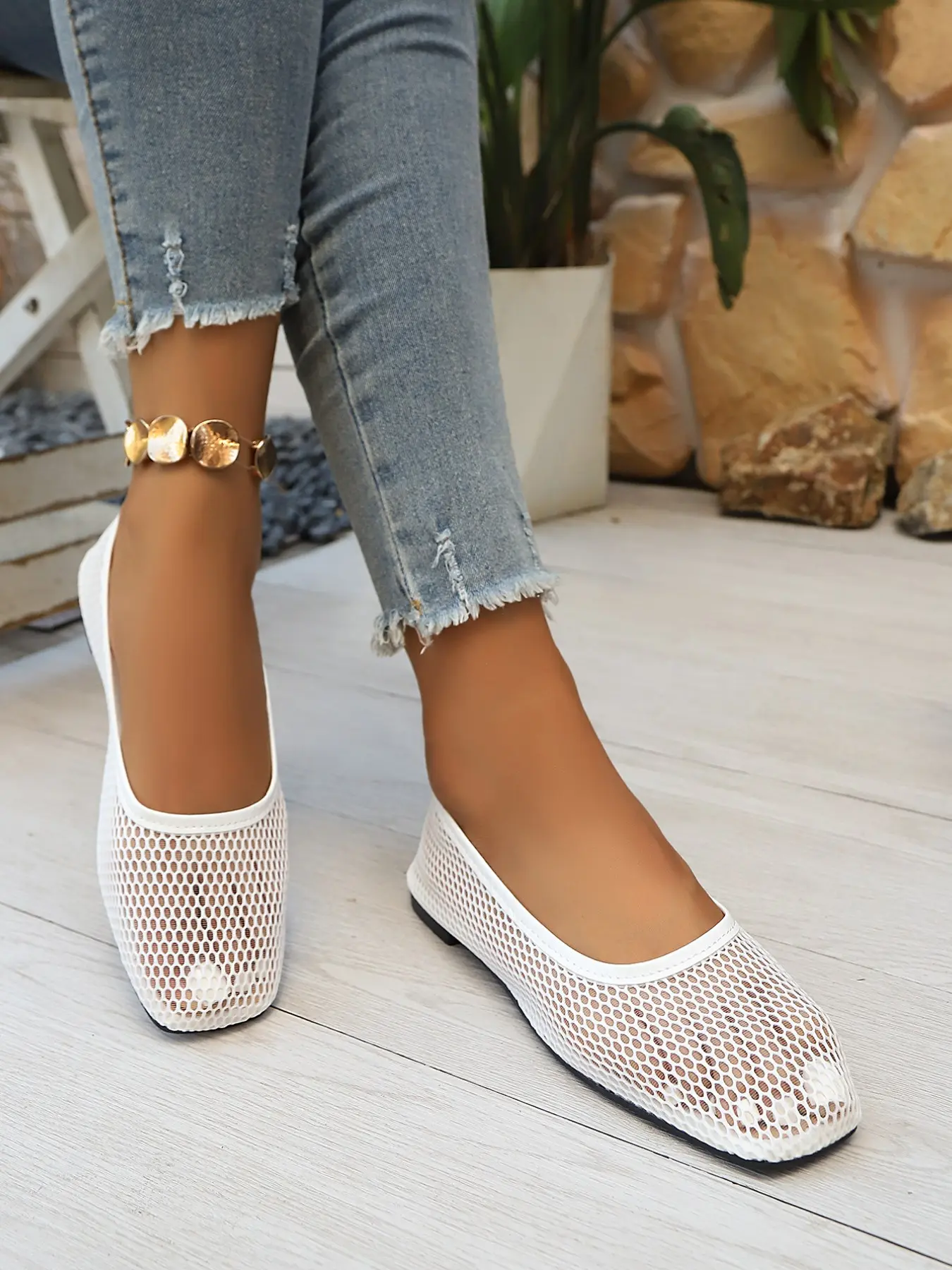 Solid Color Mesh Flat Shoes, Breathable Upper, Flexible Sole, Ideal for Summer Shopping, Beach Walking, Casual Home Wear, Leisure Shoes