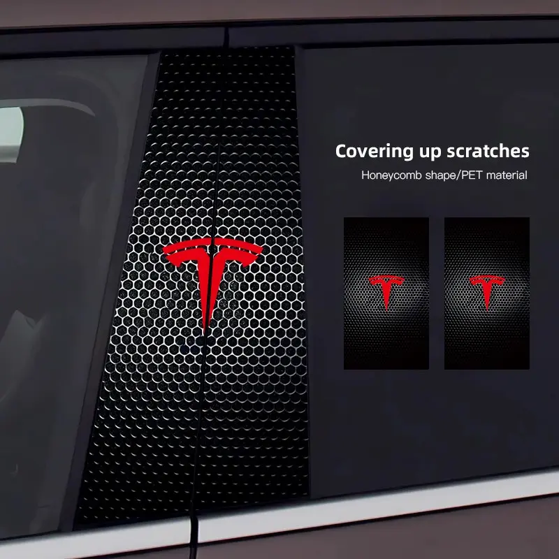 2Pcs Car B-pillar Stickers Auto Center Column Decoration For Tesla Model 3 Model S Model X Model Y Cybertruck Roadster SpaceX