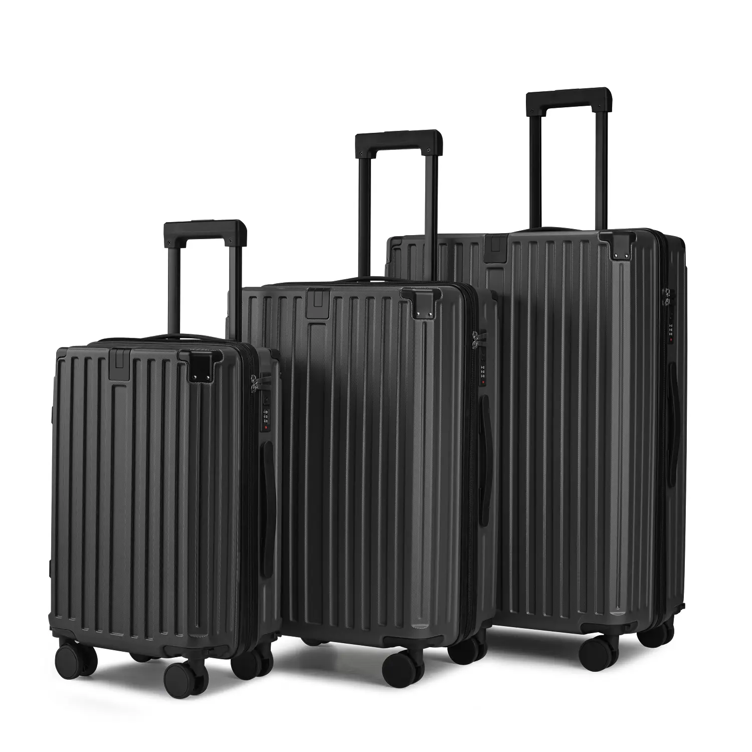 ARCH 3-Piece ABS Plastic Travel Luggage Bags Set Pack - 20/24/28 Inch Spinner Suitcases with Detachable Wheels, Foldable Cup Holder, Lightweight Scratch-Resistant Travel Baggage for Men & Women, 12.20 in W, Black