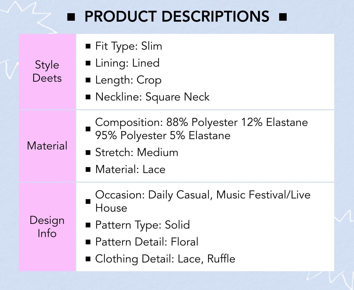 Cider Lace Square Neck Ruffle Sleeve Crop Top