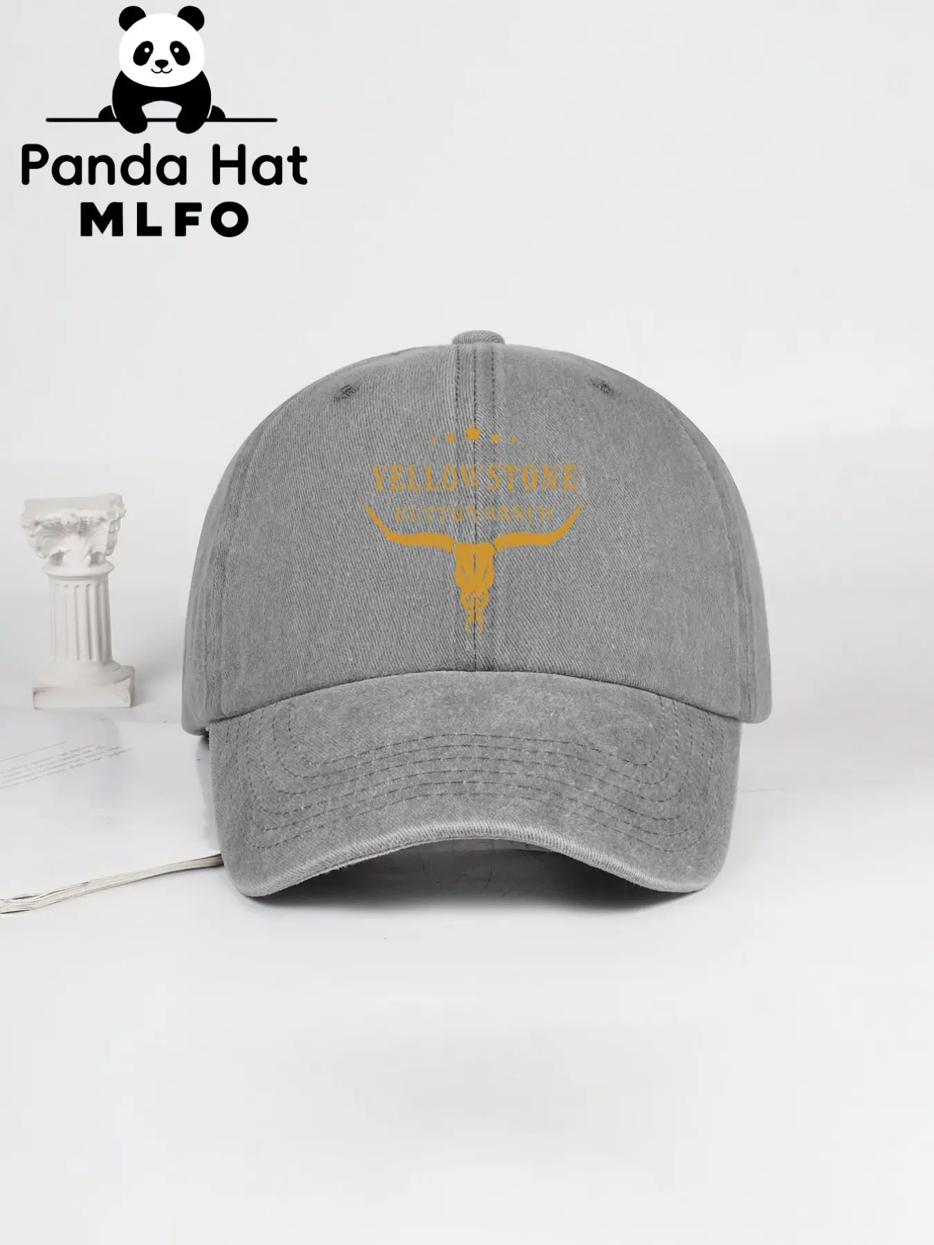 Yellowstone Bison Print Vintage Washed Baseball Hat, Adjustable Breathable Sun Hat, Western Style, Unisex Outdoor Gear, Party Accessory