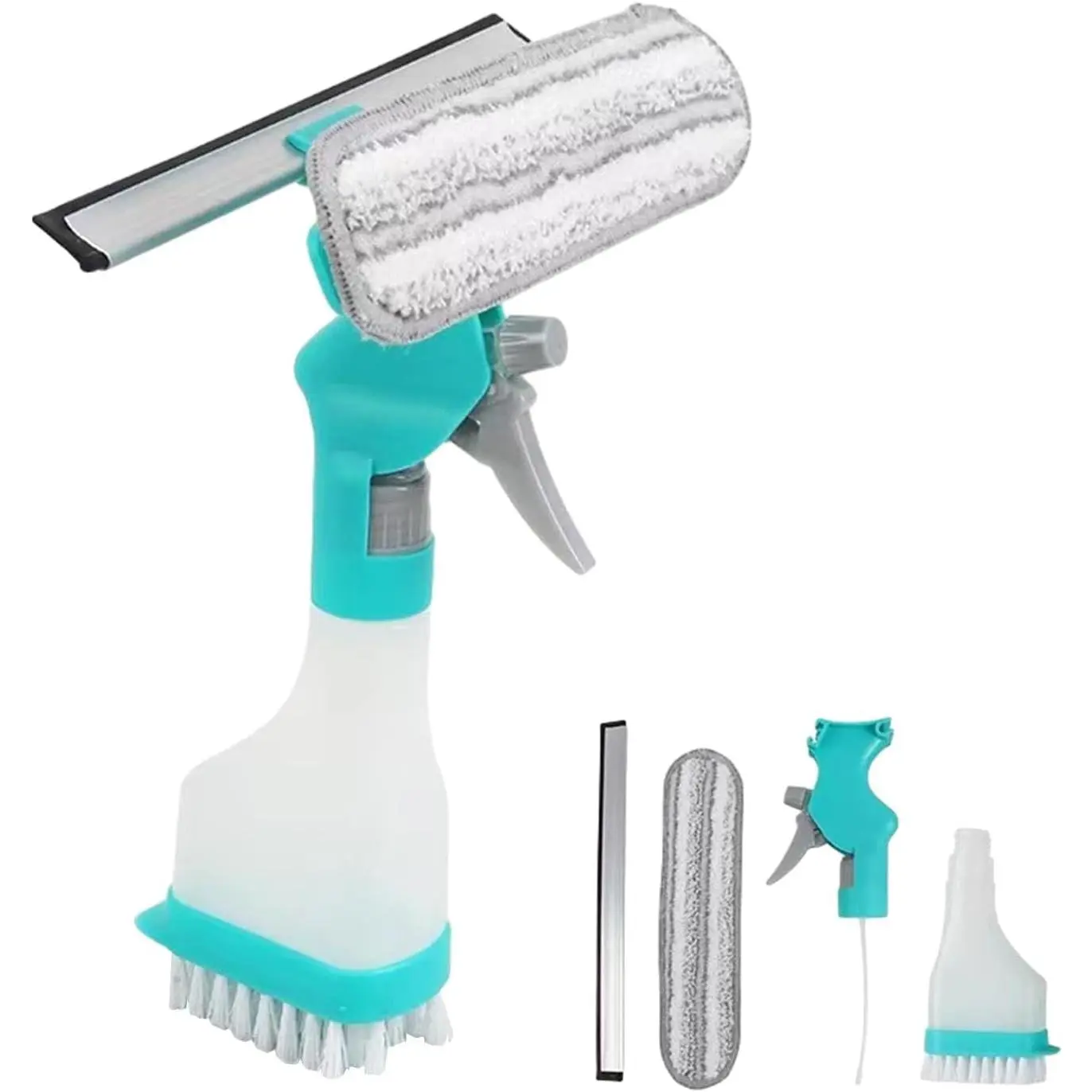 4 in 1 Window Cleaning Kit, Professional Window Vacuum  with  Bottle, Window Cleaner Brush Tools for Shower Wall Mirror Glass  Windshield Countertop