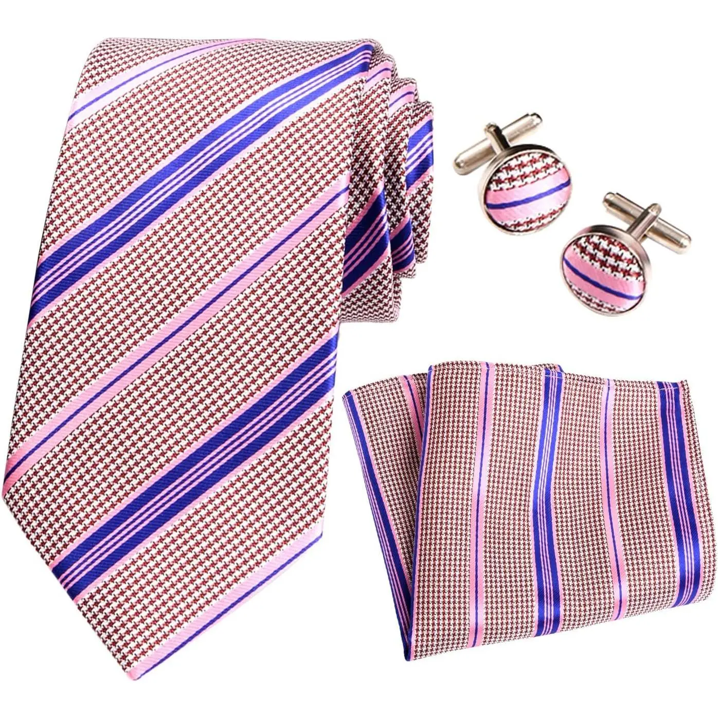 Ties Set Men Mixed Color Necktie Handkerchief Cufflinks with Gift Box 3 PCS