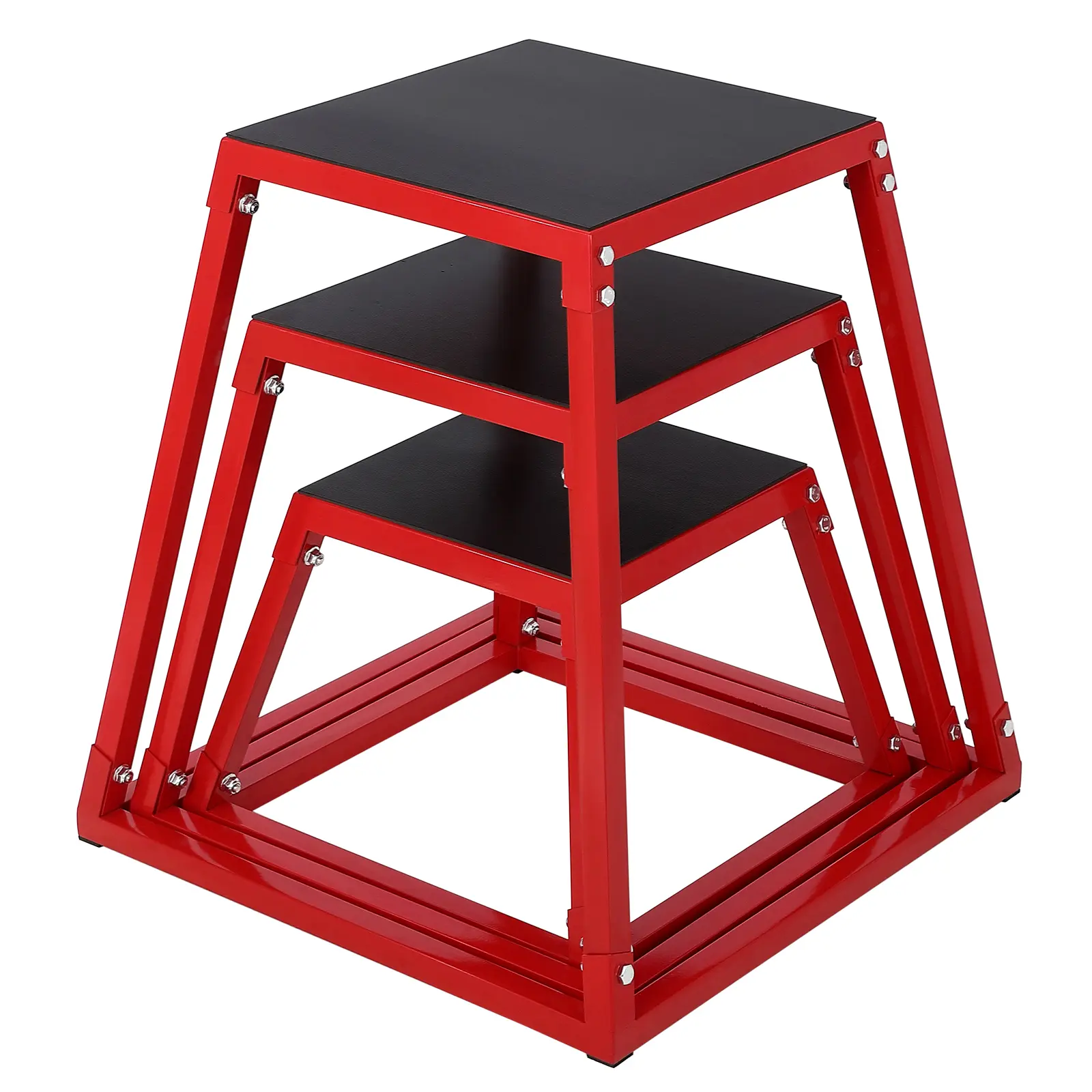 Gaomon Heavy Duty Plyometric Jump Box Set, 3-in-1 Adjustable Height 12/18/24 Inch, Carbon Steel Step Up Box for CrossFit HIIT Home Gym, 550lbs Capacity, Non-Slip Rubber Top