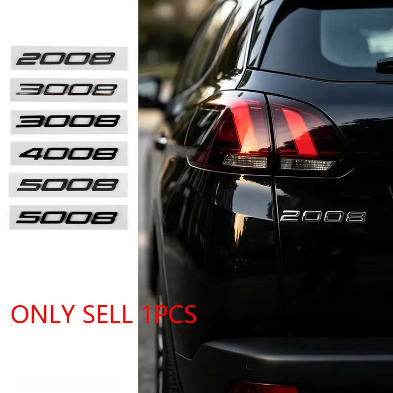 1pcs New style Car Rear Trunk Emblem Sticker for Peugeot 2008 3008 4008 5008 Logo Auto Tail Box Displacement Letter Badge Decals Accessories