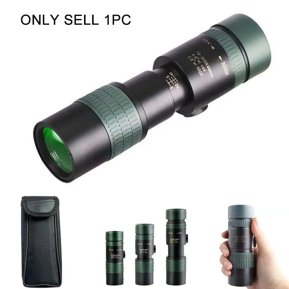 10-300x40 Zoom Monocular Telescope, Lightweight Portable, Extendable Focus, Outdoor Hiking Essentials, Wetland Bird Watching, Camping Beginner, Outdoor Monocular Telescopes