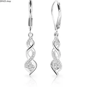 Infinity Drop Earrings for Women, Silver Tone Leverback Dangle Jewelry with Cubic Zirconia Accents, Elegant Earrings for Daily Wear