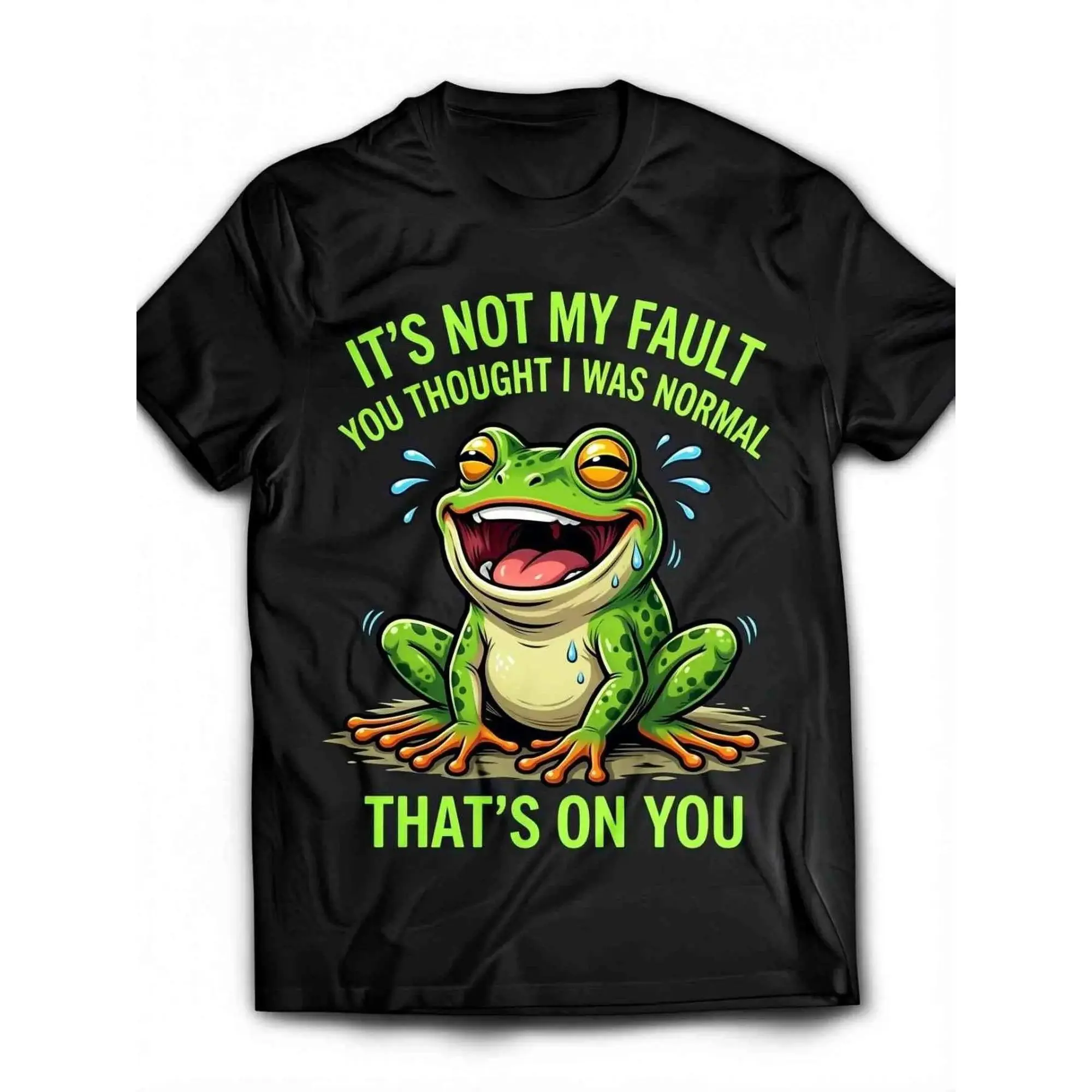 Men's Short-Sleeve Funny Frog Graphic T-Shirt - Cute Cartoon Frog Print, Humorous Quote, Colorful Animal Artwork Streetwear Top, Casual Summer Gift