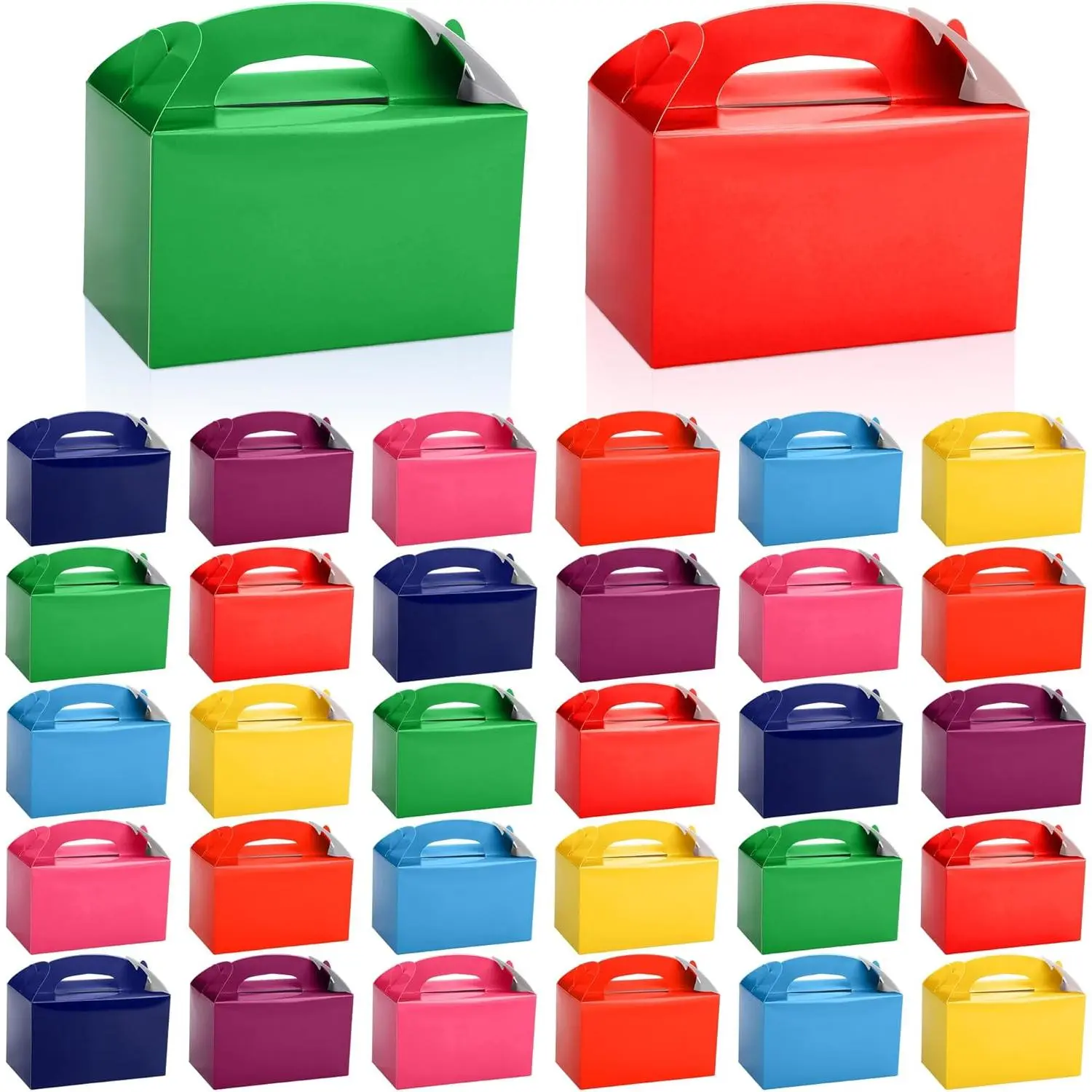 32 Pack Rainbow Party Favor Boxes Gable  Boxes with Handles 6 x 3.5 x 3.5 Inches  Birthday Goodie Boxes for Cookies Candies for Wedding  Shower Party Supplies