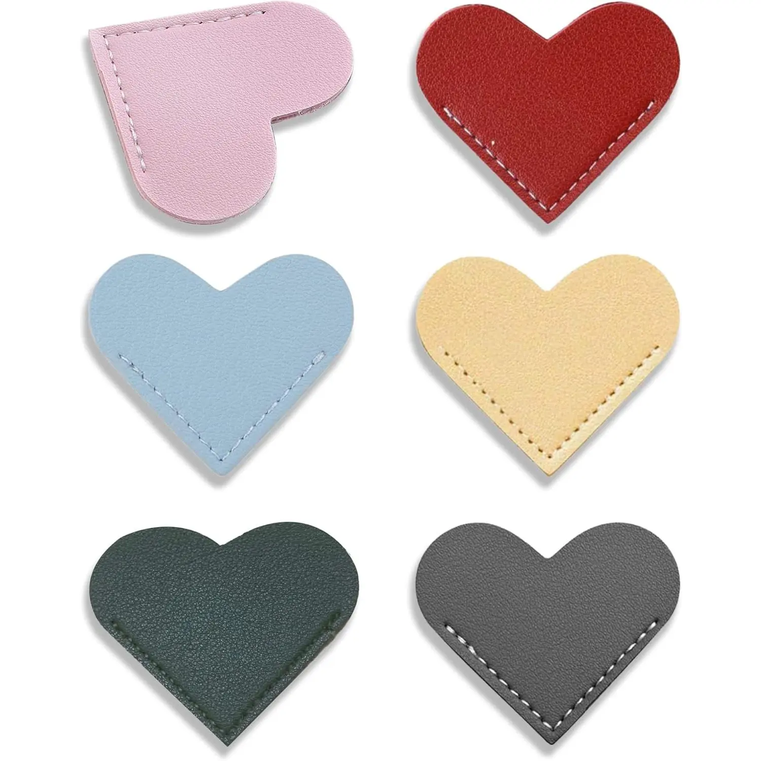 6 count Leather Bookmarks for Women with Heart Shape, Cute Corner Bookmark, Book Accessories for Reading Lovers, Book Markers for Women, Bookmarks for Book Lovers by  (Heart)