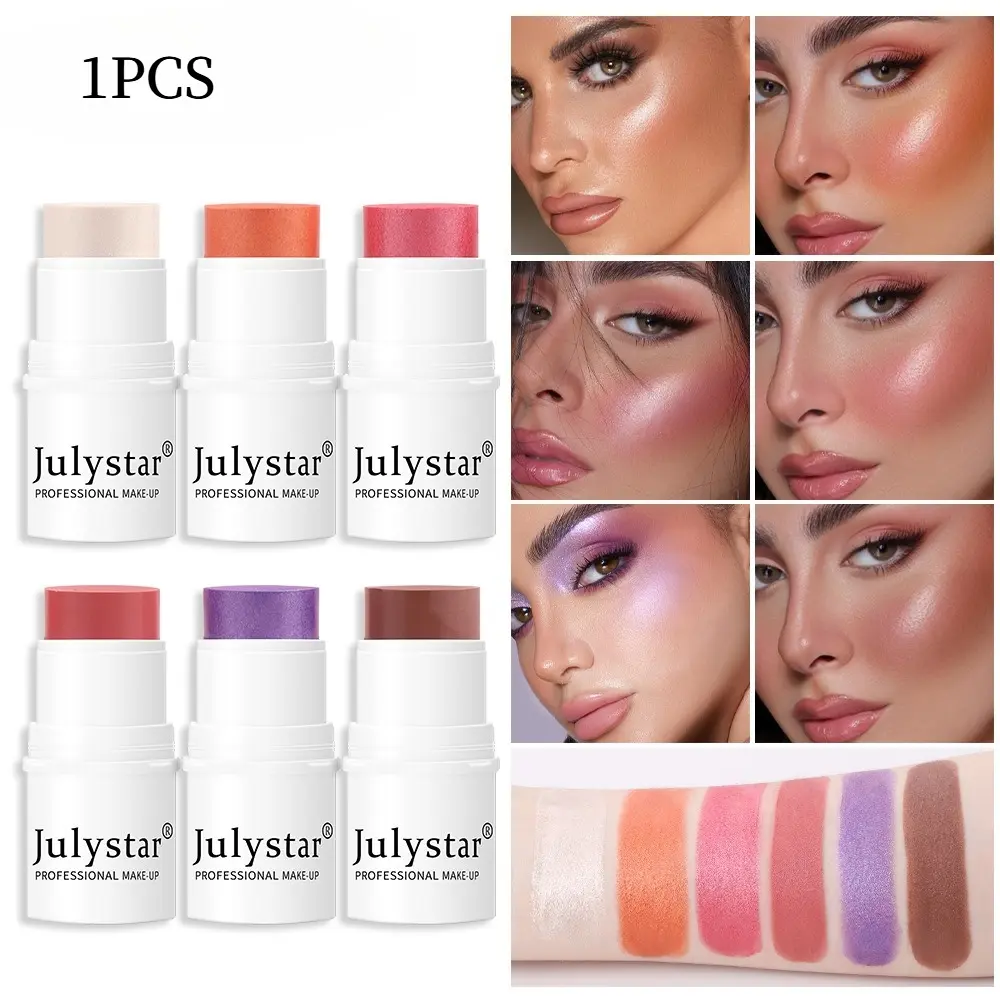 Powder Blusher Stick for Lazy People High Gloss Shaping Sunshine Carmine Pearl Powder Blusher Paste Powder Blusher Stick Monochrome Matte Powder Blusher Glow