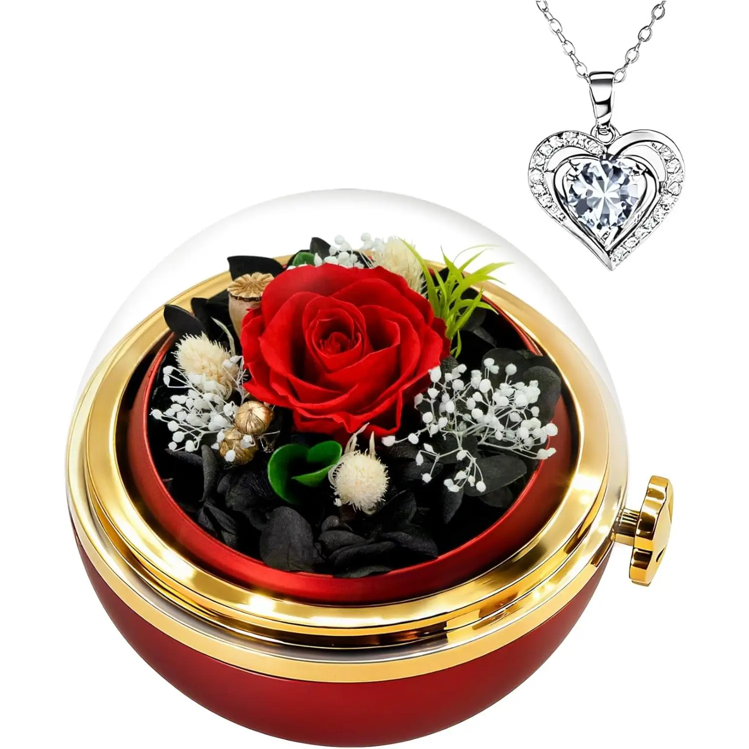 Birthday Gifts for Women Preserved Real Rose with Necklace Forever  Gifts for Mom Wife Girlfriend Grandma Eternal Rose Present  Valentines  Day Christmas Anniversary Romantic-Red