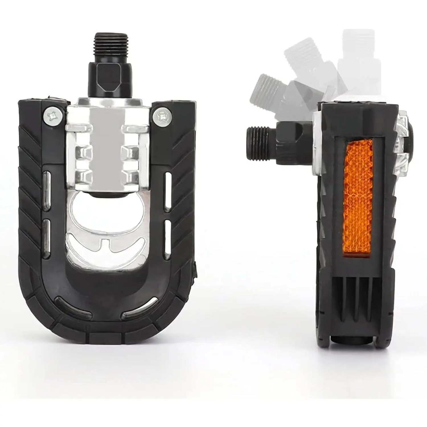 Bike Pedals, Folding Bike Pedals 9/16'' with Reflective Strips |   Aluminum |   Non-Slip |   Waterproof |   Wide Flat Cycling Foldable Pedals for Ebike, Urban Commute, MTB Bikes