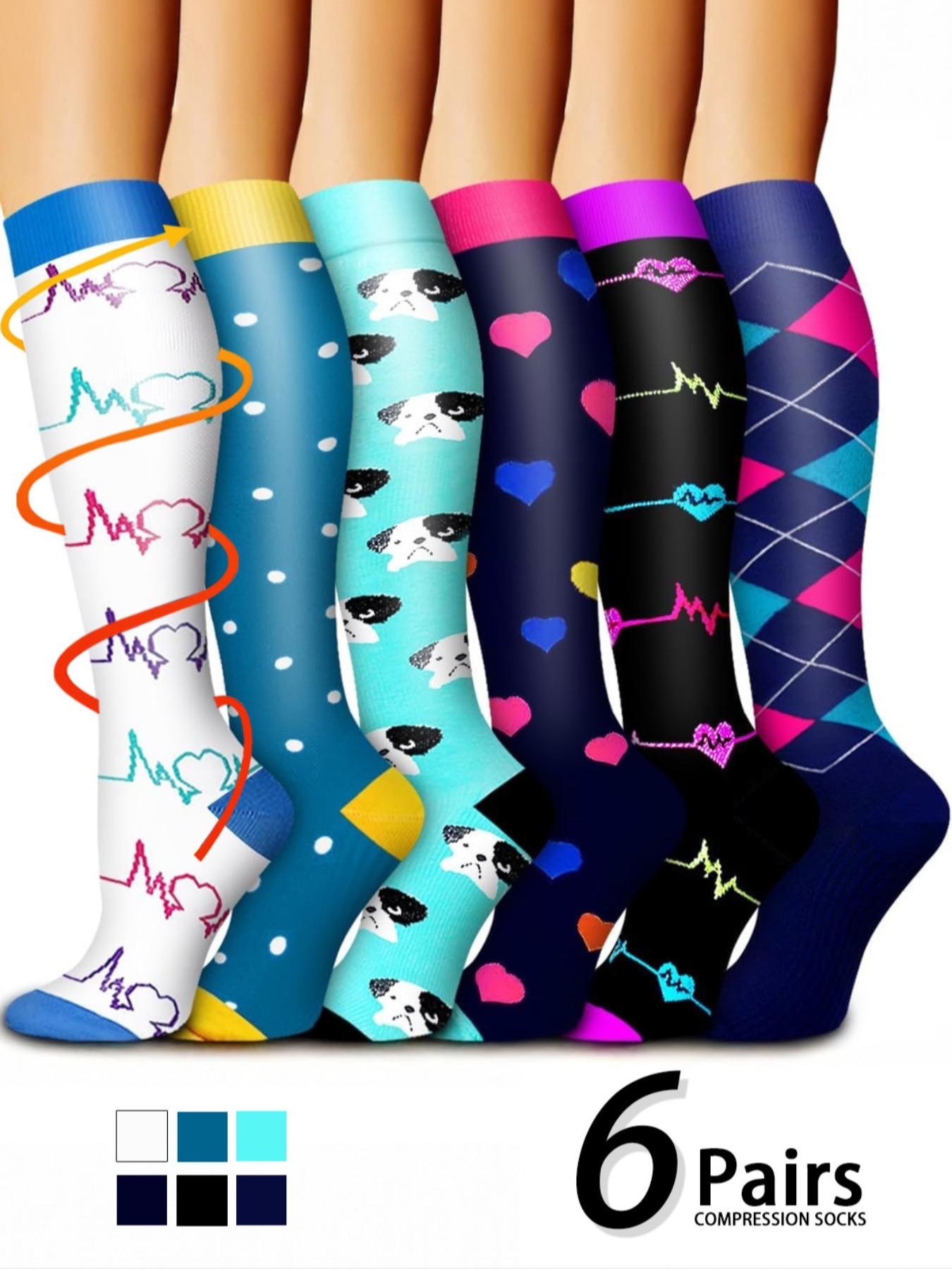 Unisex's Colorful Compression Socks, Sports Socks for Running, Nurses, Pregnant Women, Sports Socks for Improving Blood Circulation, Polyester Athletic Socks
