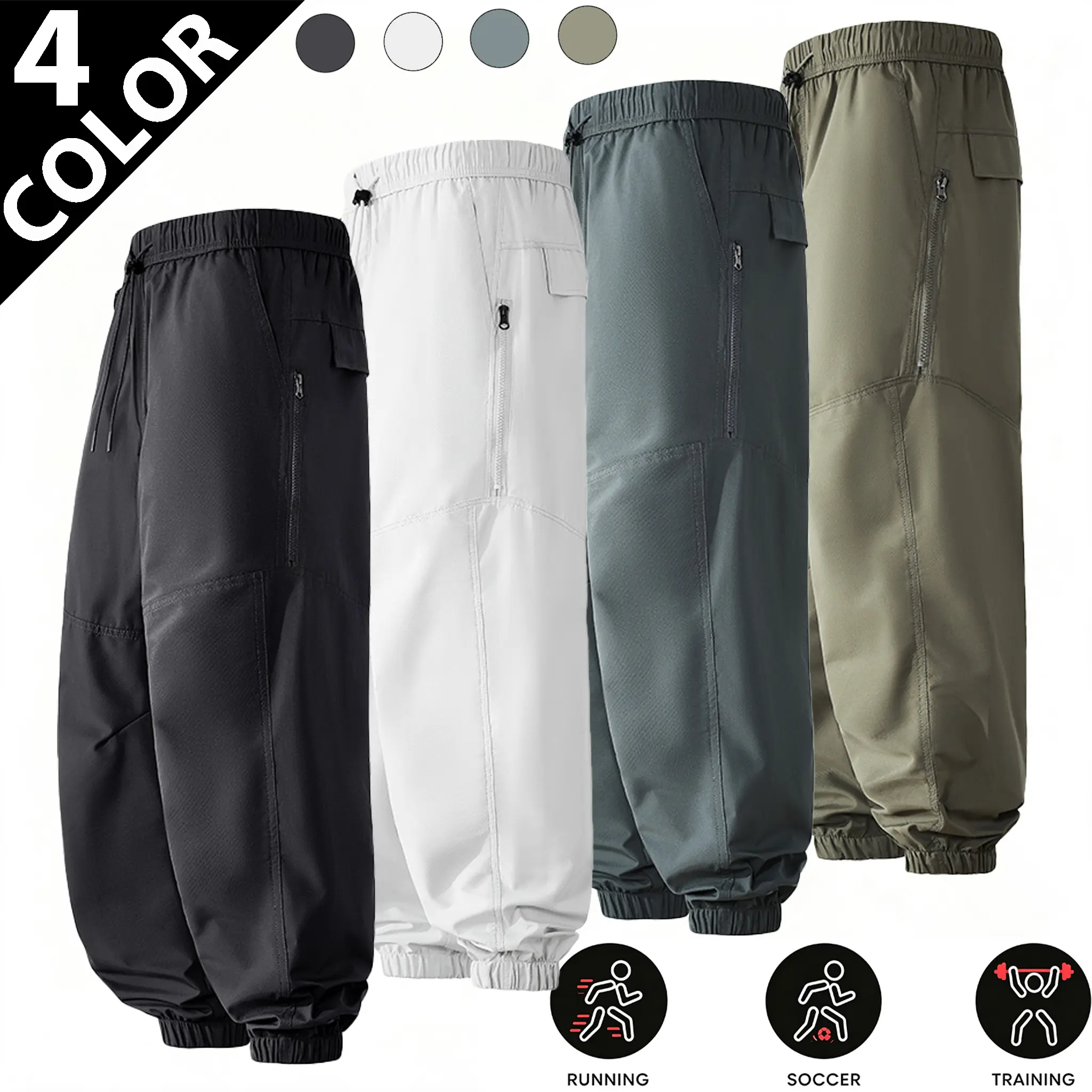Men’s Polyester Jogging Pants - 2026 Multi-Size Long Length Fleece-Lined Thick Tapered Slim Fit Sweatpants for Young Students, Autumn Winter Warmth & Daily School Outdoor Activities