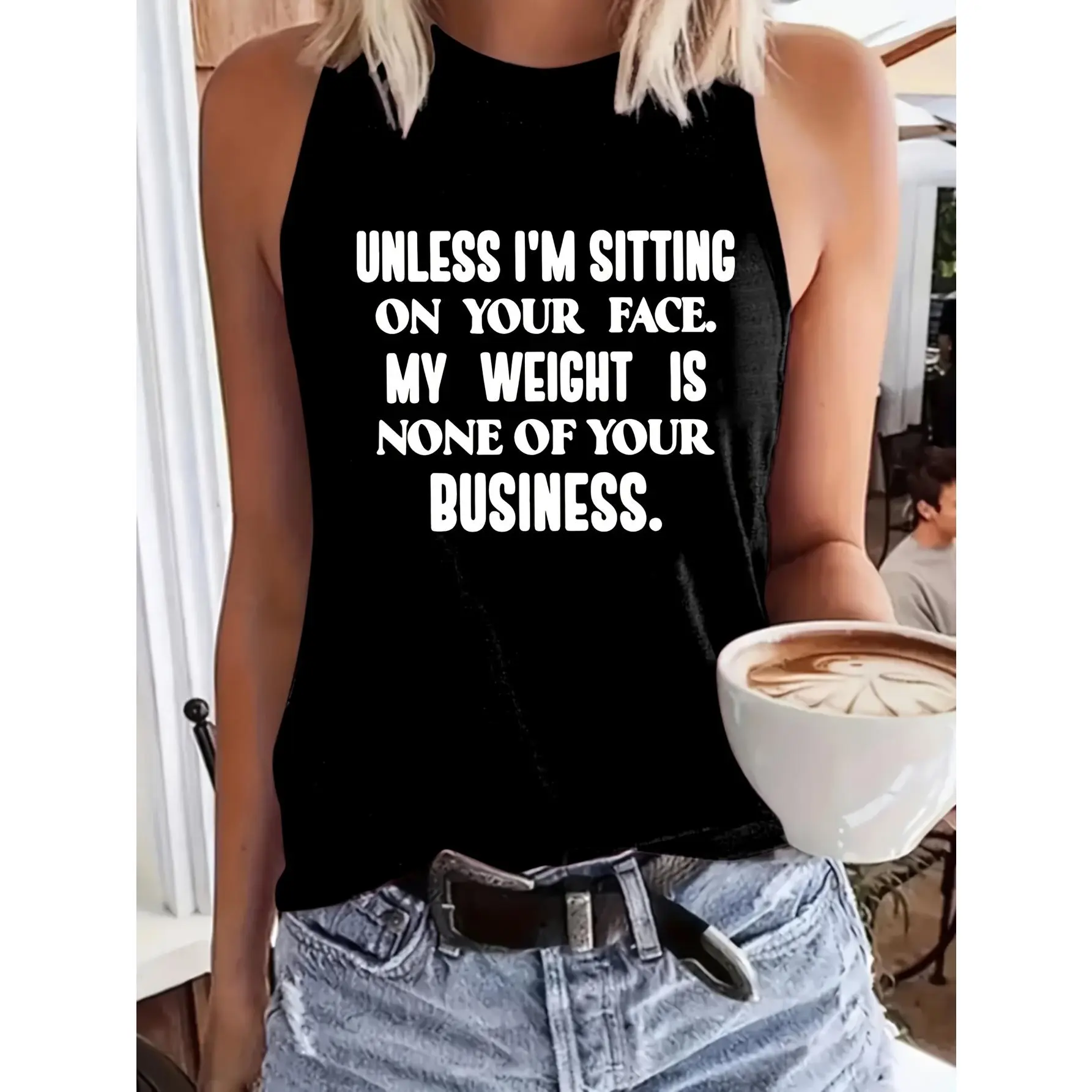 Dark Gray Coded Tank Top with a Graphic Design, Summer Casual Everyday Wear Top
