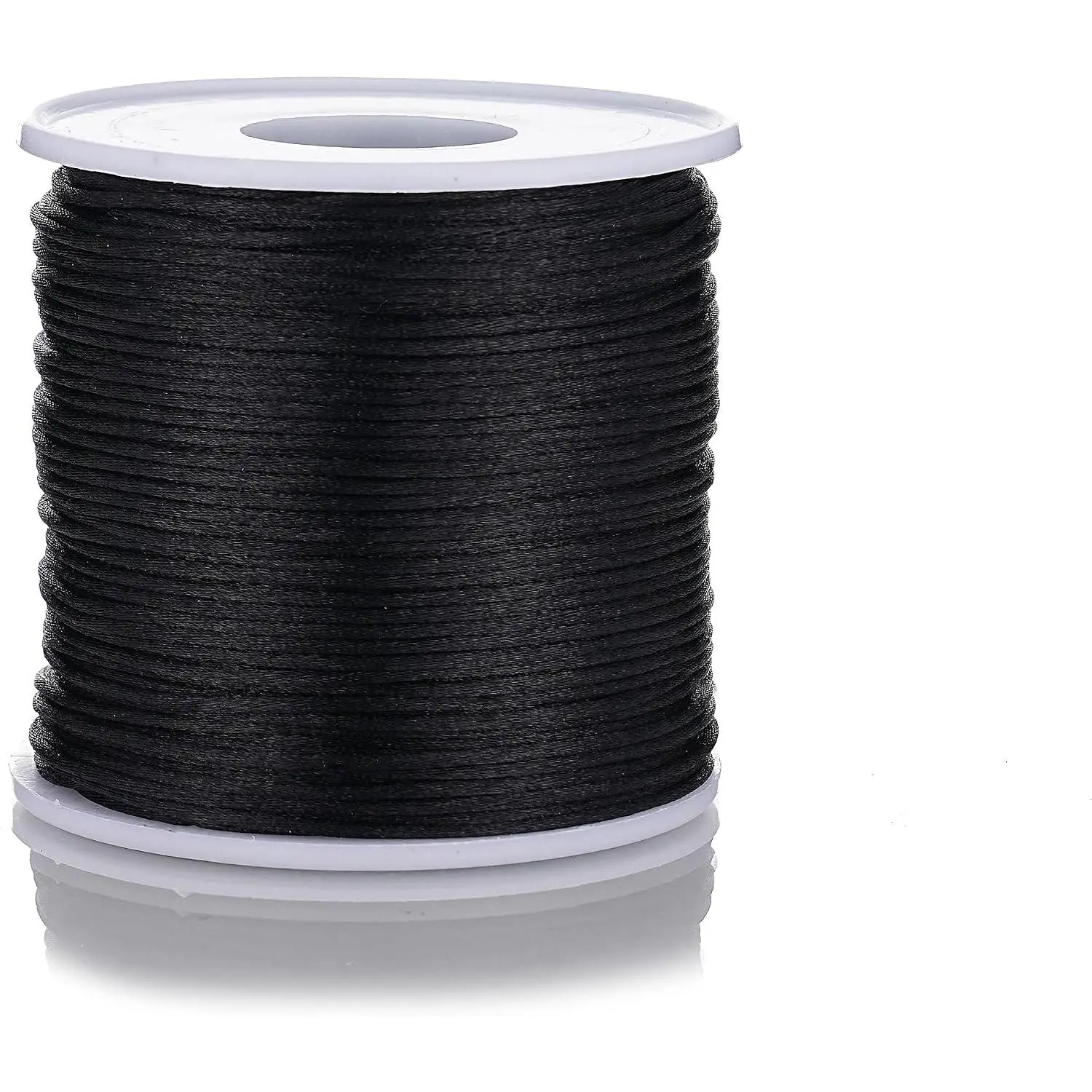 Nylon Satin Cord 1mm Rattail Cord - 110 Yards Nylon Chinese Knotting Cord Rat Tail Silk Cord for Bracelet Necklace  Making Macrame Trim (Black), BE-12