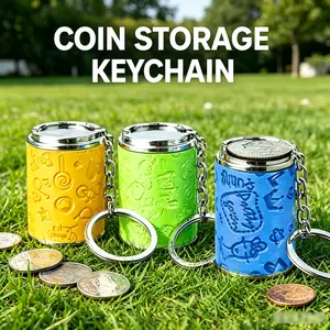 Mini Coin Bank 2-in-1 Fidget Stress Relief & Portable Coin Storage Loose Change Holder Secure Snap Closure Keychain Perfect for Daily Carry Satisfying Coin Drop Feel Piggy Bank