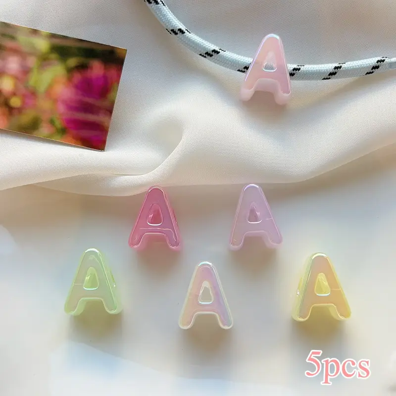 5pcs Acrylic UV Jelly Color Letters, Large Hole Beads for DIY Jewelry Making, Phone Chain Charms, Craft Accessories, DIY Craft Embellishments, Beads for Crafts
