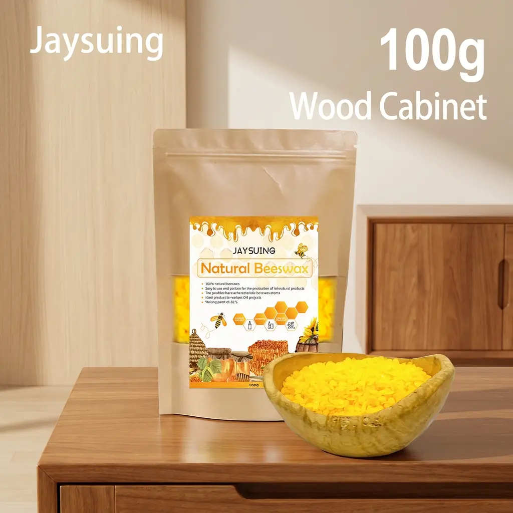 Jaysuing Natural Beeswax Pellets (100g) - Wood Furniture Care Wax Polish, Enhances Shine, Protects Surfaces, Ideal for DIY Wax Melting