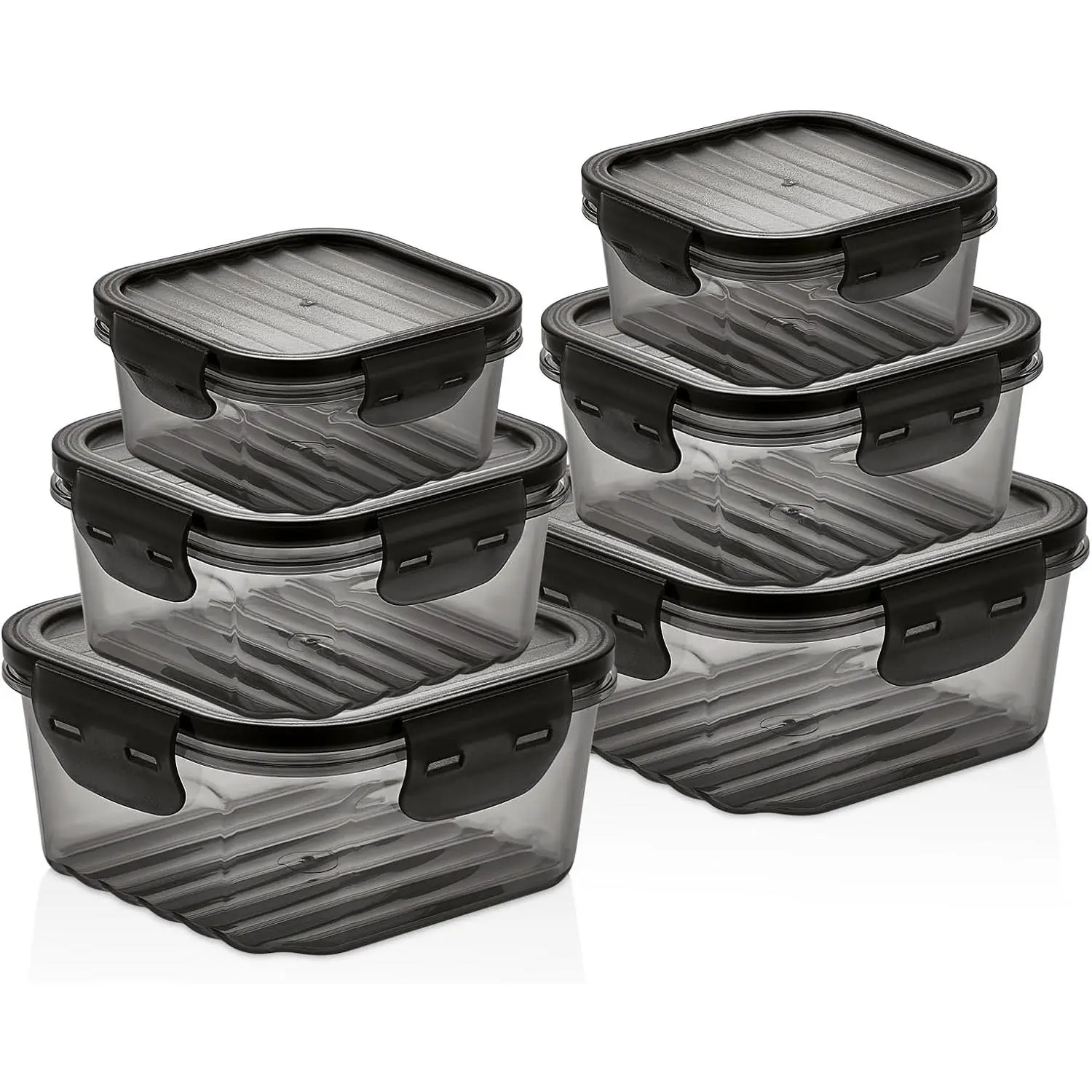 12-  Storage Container Set – Airtight, Leakproof,  Plastic Storage Boxes with Locking  – Stackable Meal Prep Containers, Microwave, Freezer & Dishwasher Safe