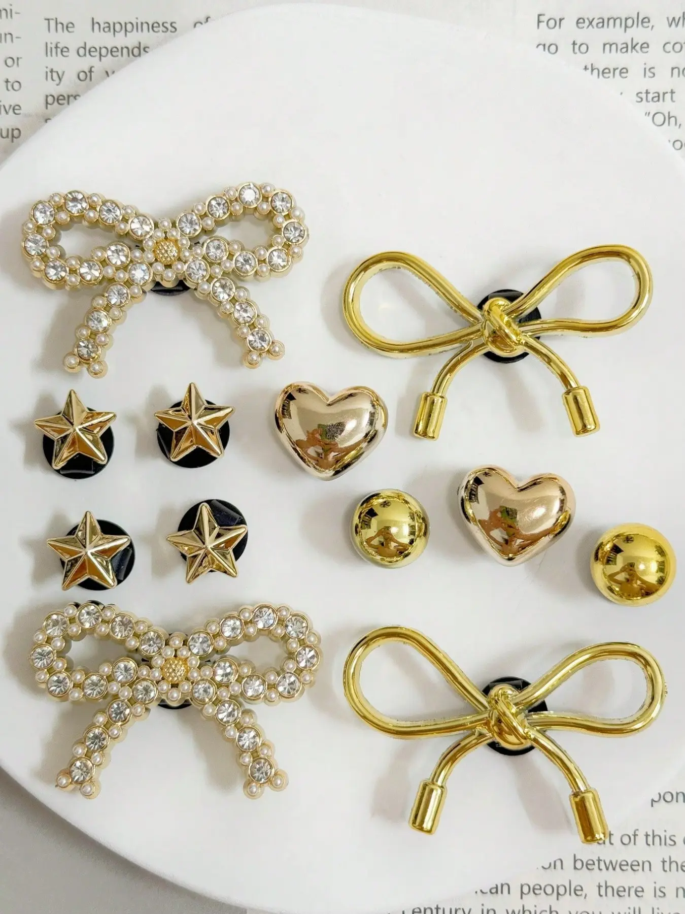 12pcs DIY Shoe Accessories, Cute Bow Heart Star Design, Detachable for Sandals Flip Flops Beach Shoes, Perfect Gift