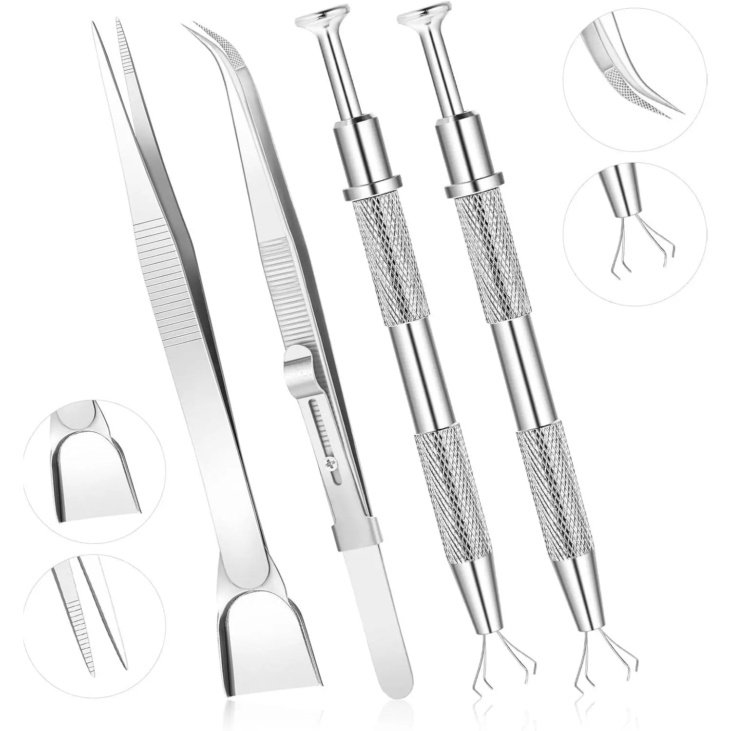 4pcs Sprinkles Tools for Cake Decorating, 4 Claw Sprinkle Pen Pearl Grabber Cake Decorating Tools Set Stainless Steel Cake Tweezers Pearl Sprinkle Spoon with Shovel Head Cake Cookie Cupcake Decoration