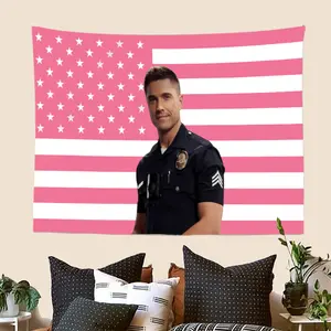 1pc Eric Winter "Tim Bradford" Pink Flag Tapestry Wall Hanging – Polyester Printed Hippie-Style Wall Art.Suitable for College Dorm Rooms, Bedrooms, Living Rooms, Home Decor, Party Backdrops, and Also Makes a Perfect Holiday Gift