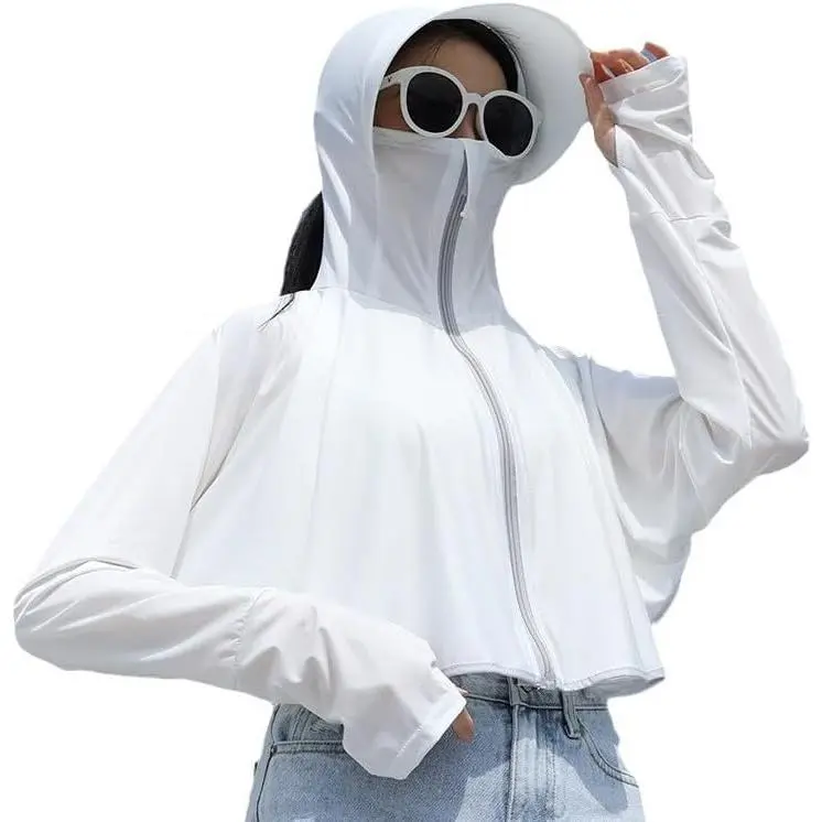 Lightweight Sun-Protection-Tops Women Outdoor UPF 50  Hiking Tops Jacket Athletic Workout Crop Running