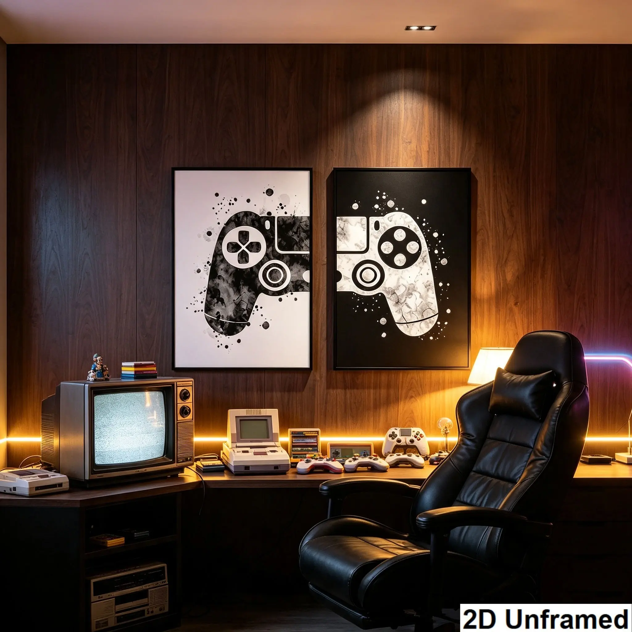 2pc Game Controller Canvas Art, Kids Gaming Poster, Ideal for Esports Room, Boy's Bedroom, Live Stream, Trendy Esports Wall Decor