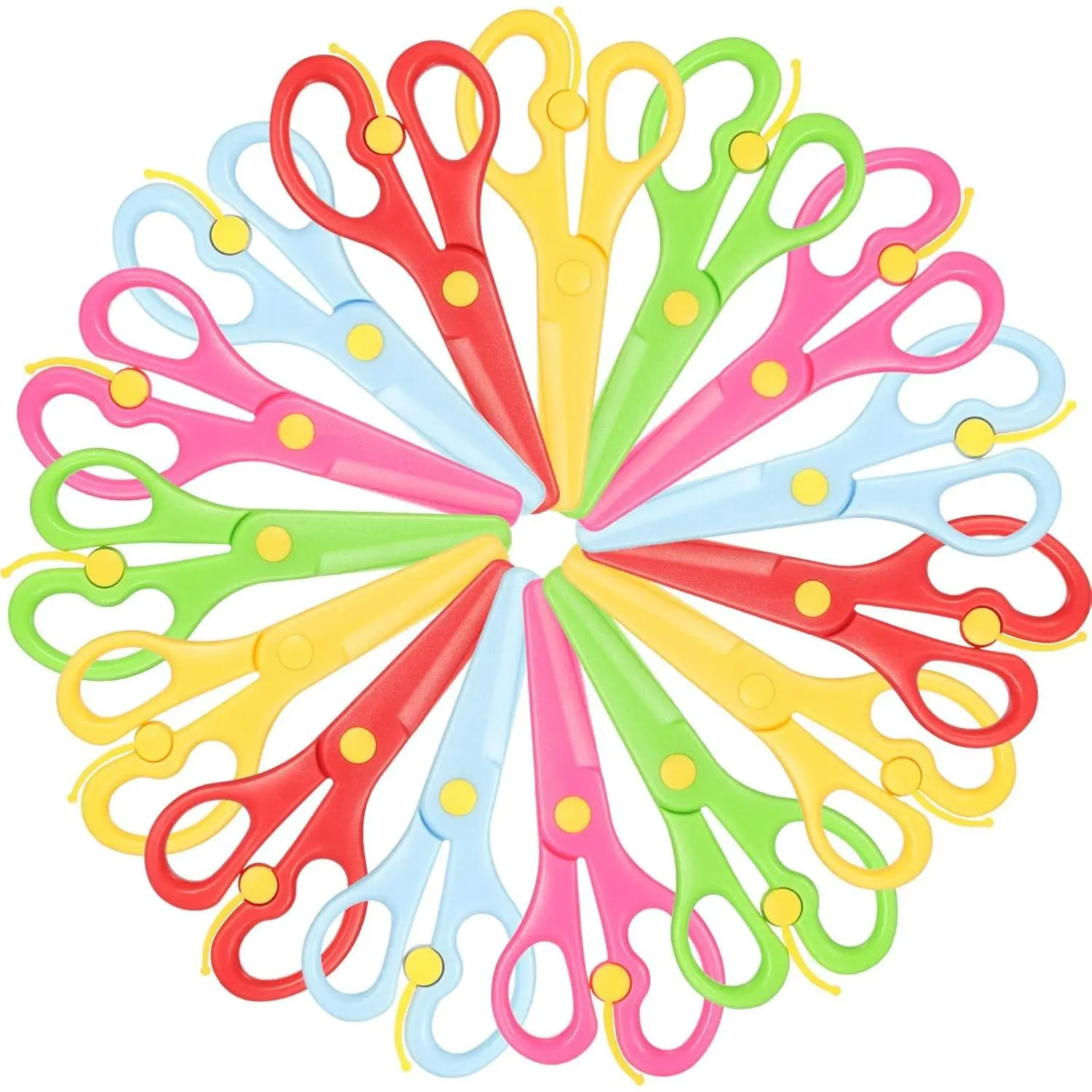 15 Pack   , Plastic Safety  , Anti-Pinch  Craft Scissor for Paper & DIY Art Supplies(Solid Color)