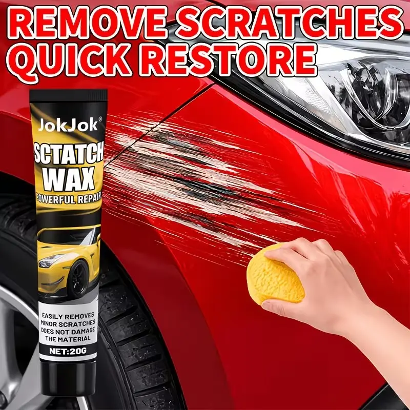 Car Scratch Repair Kit with Sponge, Scratch Remover, Car Scratch Repair Paste, Ideal for Bumper Scratches and Pebble Marks, Compatible with All Common Car Paint Colors, Jokjok Brand