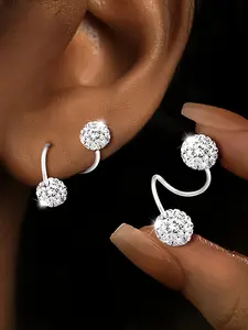 Stainless Steel Earrings, Hyper-Bright Twin Shambhala Water Ball Spiral Earrings, Hypoallergenic, Perfect Christmas Gift