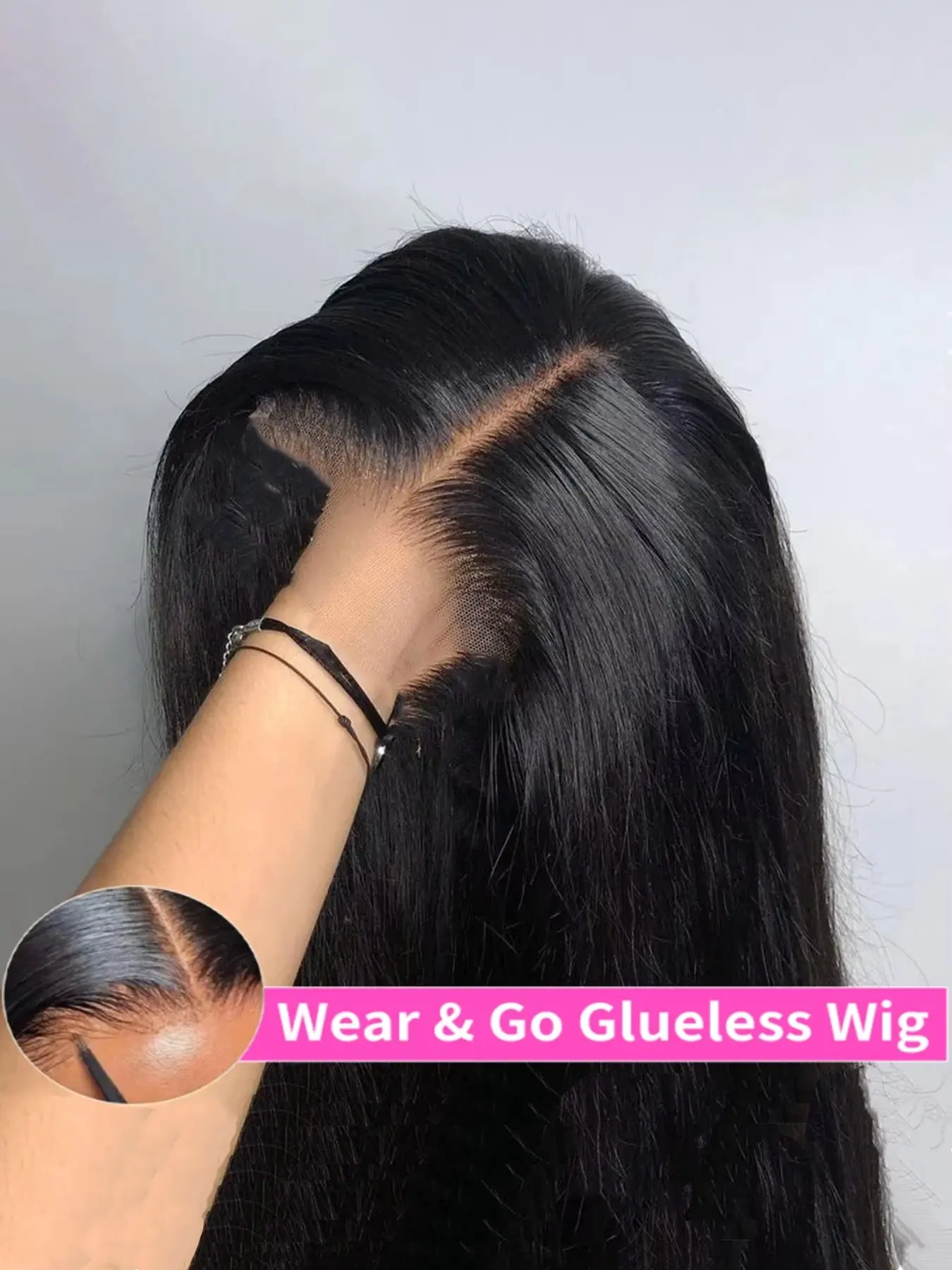 Straight 5x5 Lace Glueless Wig, Human Hair Wig Pre-Bleached, Transparent Lace Wig, 150% Density  for Women, Brazilian Virgin Hair