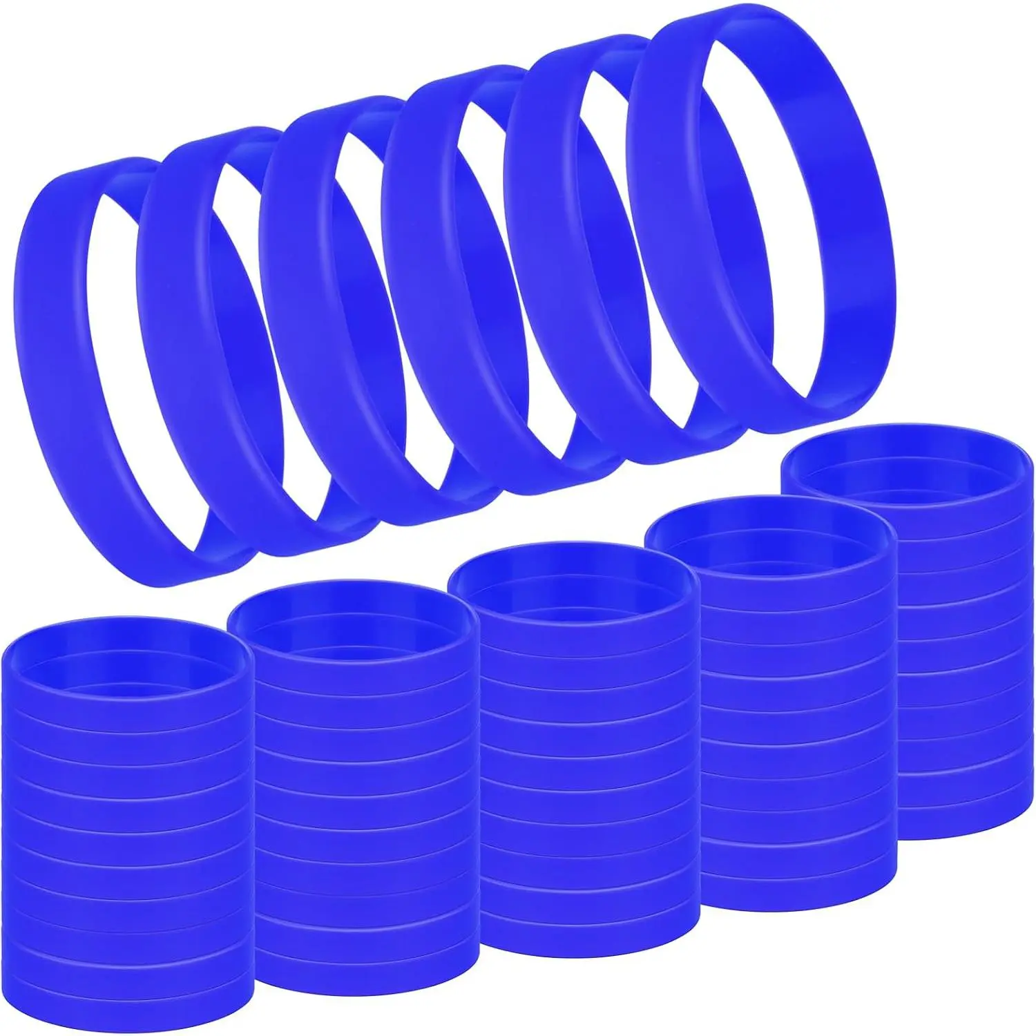 50 count Solid Color Rubber Bracelets  Wristbands 10 Colors/Black/Green/Yellow/Orange/Blue/, Rubber Wristbands for Women