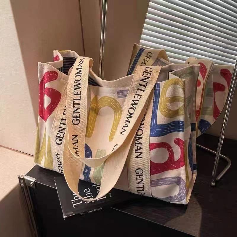 Women's Summer Canvas Shoulder Bag, Large Capacity Tote Bag for School & Daily Commute crossbody women handbags luxury designer real