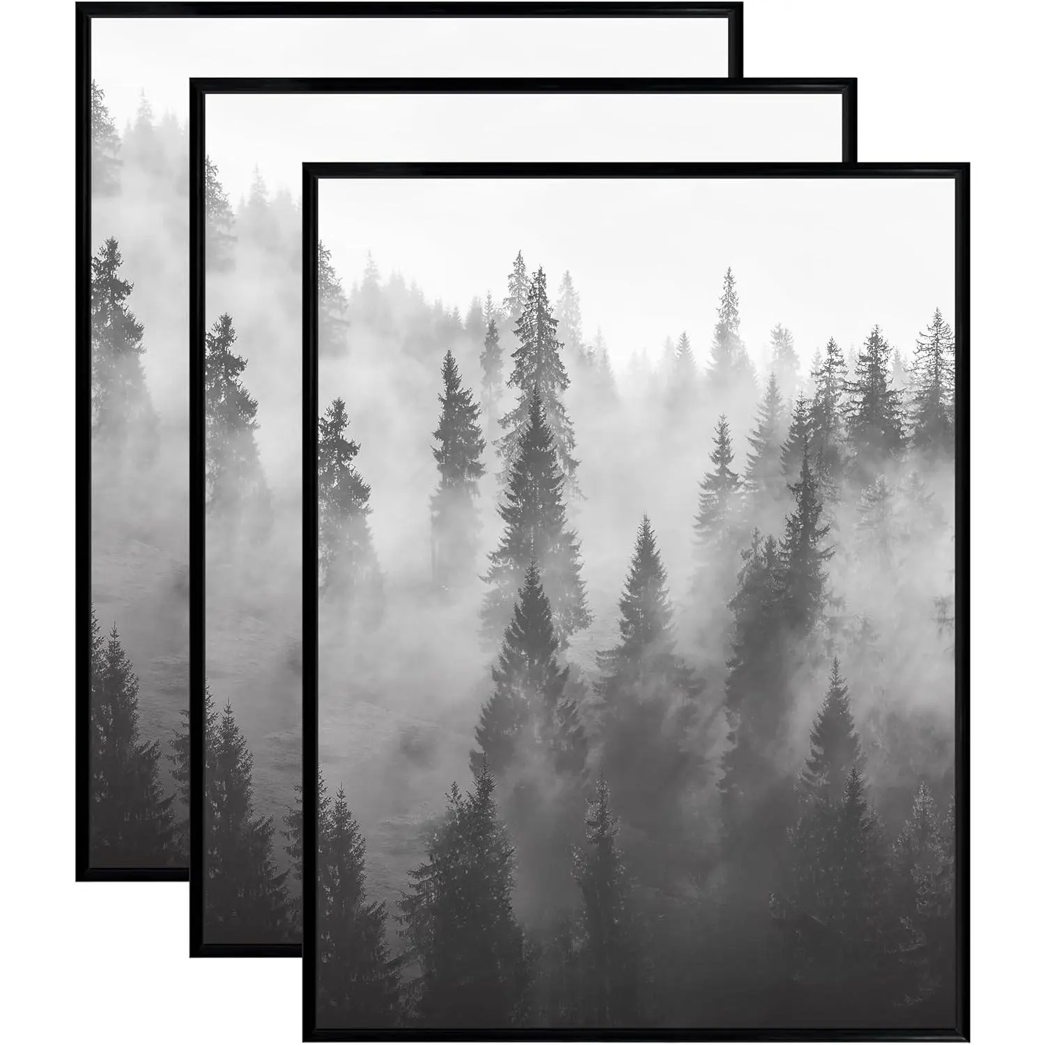 18x24 Poster Frame with Polished Front Cover - Set of 3 - Slide-In Photo Frame with Buildable Molding - Fusion Collection - Picture Frames for Wall Display - Black - Multiple sizes including 16x24  12x16  11x17  16x20 24x36