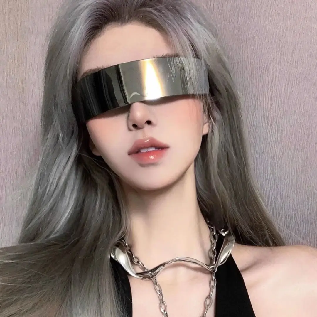 Cyberpunk Aliencore Futuristic Visor Sunglasses For Men Women Y2K Shield Eyewear For EDM Rave Music Festival Nightclub Party Halloween Costume Cosplay Spooky Season Photo Prop Outfit Accessory