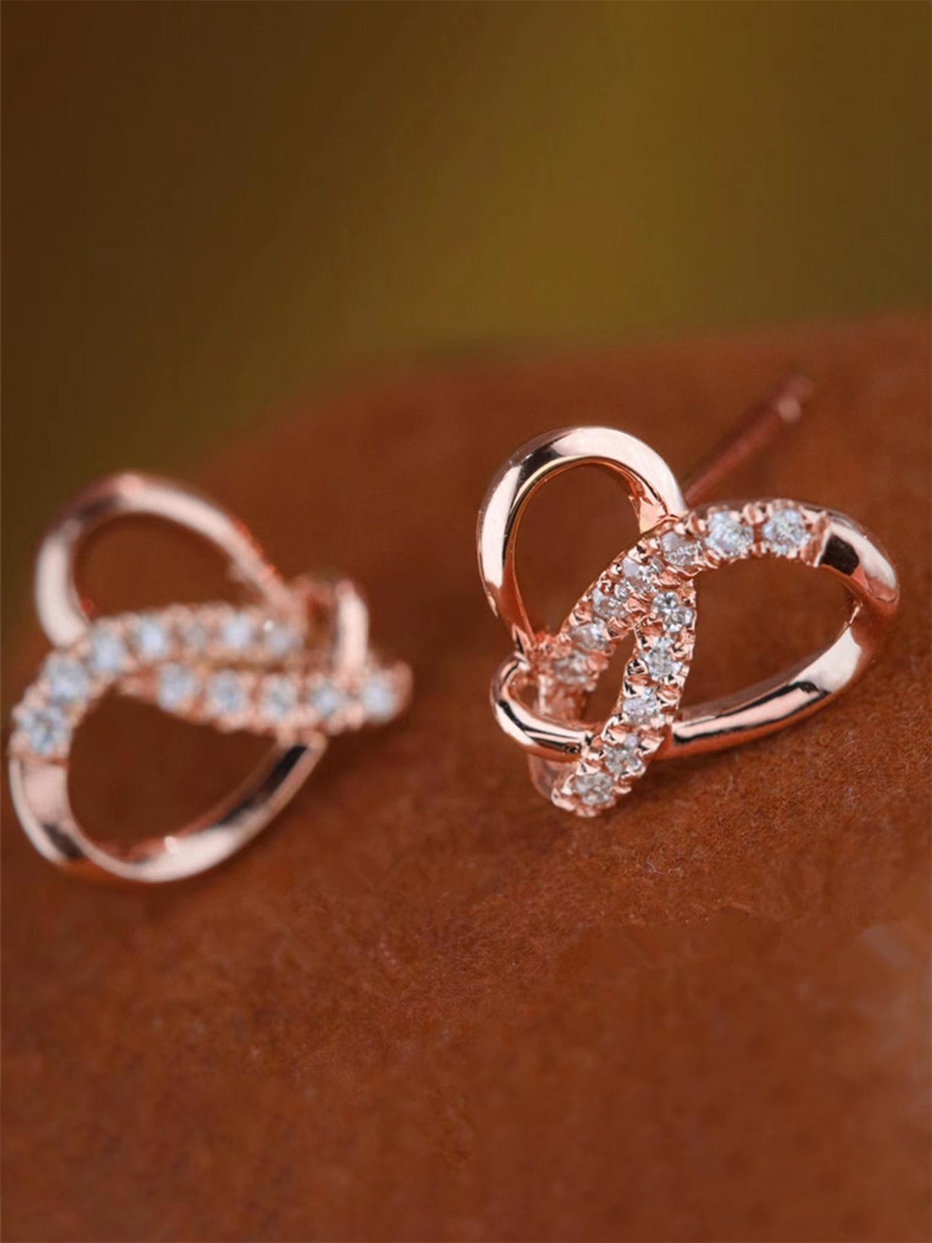 Rhinestone Heart Design Stud Earrings As Gift Summer 2024 Fashion Elegant Women's Anniversary Wedding Engagement Party Jewelry Gift High Quality Earrings