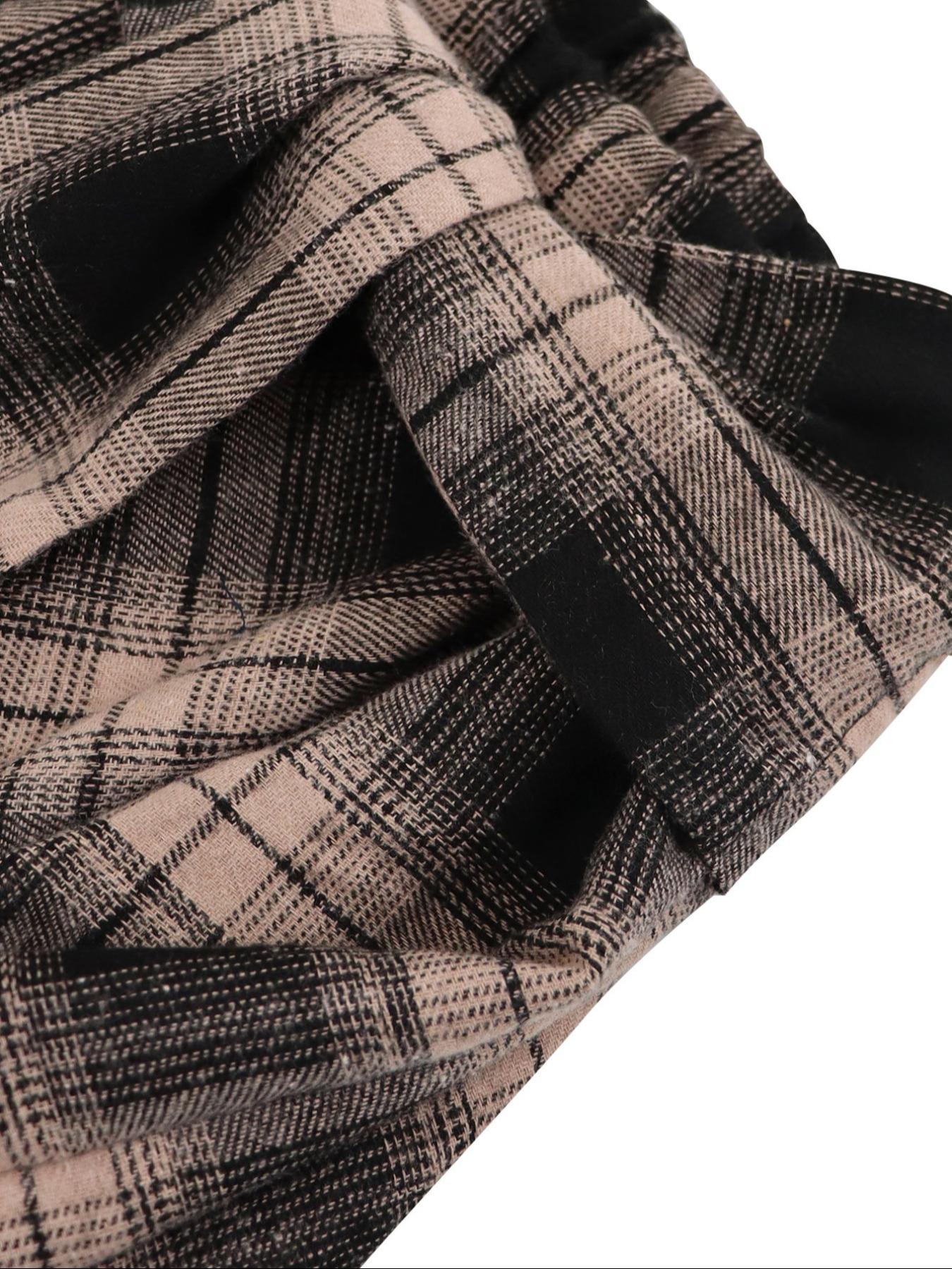 Women's Plaid Print Knot Front Asymmetrical Skirt, Casual Fashion Skirt for Daily Outdoor Wear, Women Clothes for Fall & Winter, Womenswear