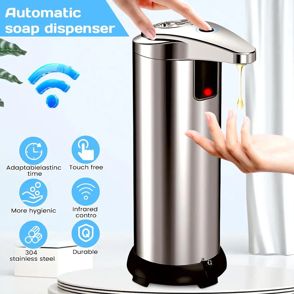 Automatic Soap Pump Dispenser, Touchless Liquid Soap Dispenser with Infrared Sensor, Waterproof Base and Adjustable 3 Soap Volume Levels