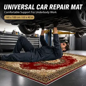 Bohemian Print Car Repair Crawl Mat, 63x40 Inch Portable Folding Mechanics Mat, Non-Slip Ground Work Pad for Truck Suv, Durable Auto Repair Tool