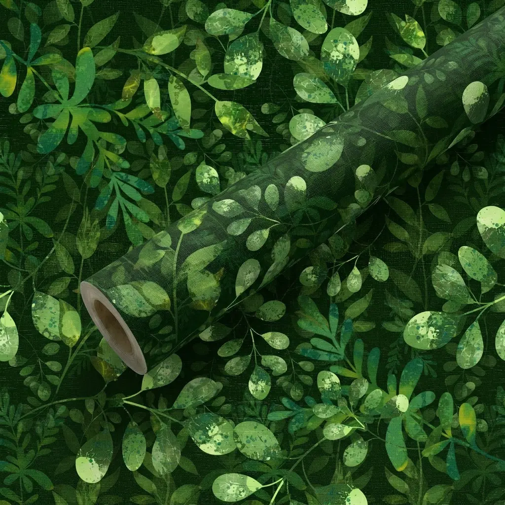 44.5cm/17.5in Wide Dark Green Botanical Peel and Stick Wallpaper, Interior Wall Waterproof UV Resistant Self-Adhesive Contact Paper, Easy Cut Removable Decor for Living Room, Bedroom, Kitchen Cabinets & Furniture Makeover