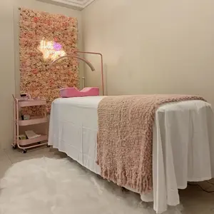Soft Spa Massage Bed Sheet, Solid Color, Breathable Pockets, 180x290cm, Ideal for Beauty Salons, Suitable for All Seasons, Therapist Use