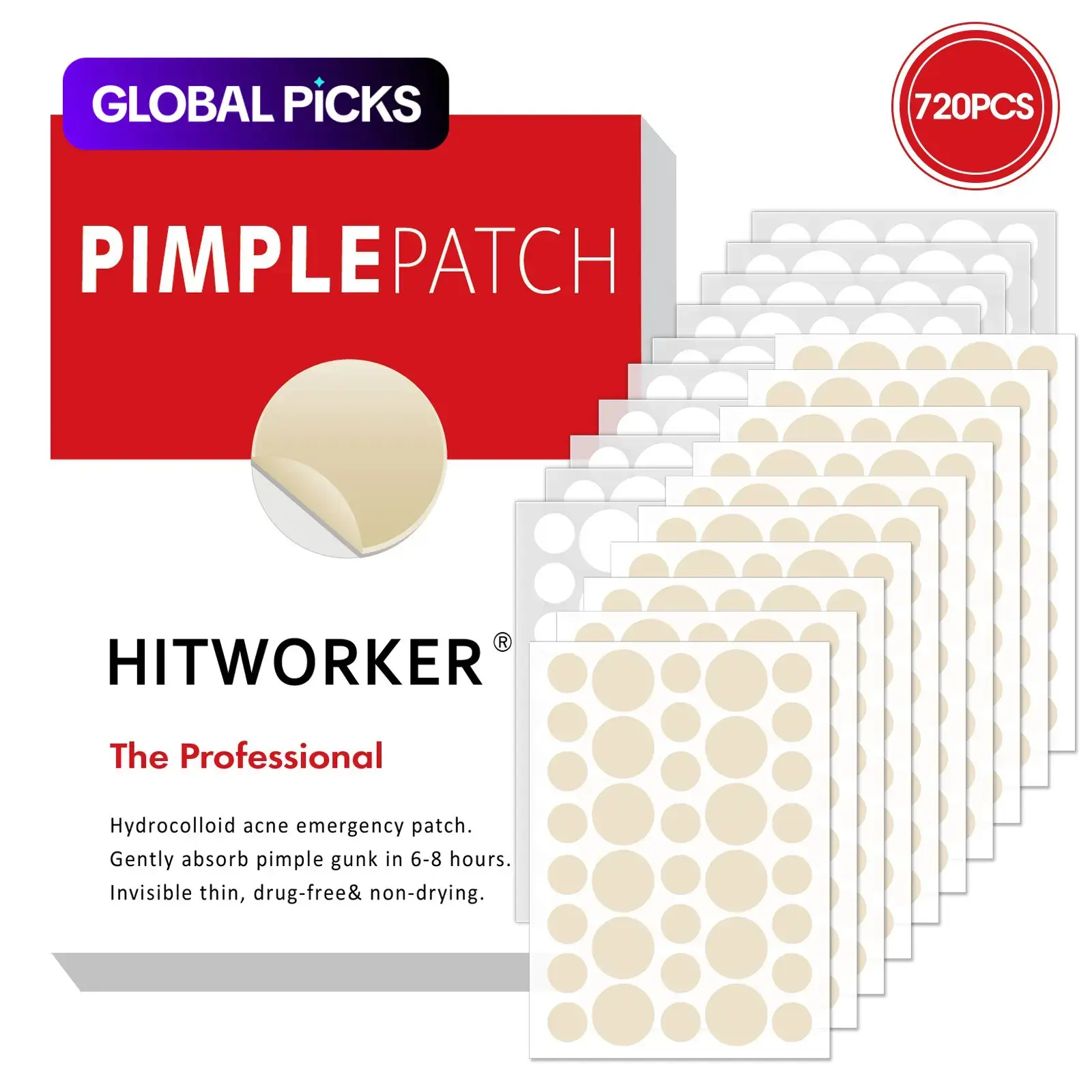 720 Pcs Hydrocolloid Pimple Patches, Acne Spot Stickers, Skin Tone Invisible Blemish Covers, Effective Acne Treatment, Discreet Design, Long-Lasting Coverage #GLOBAL PICKS