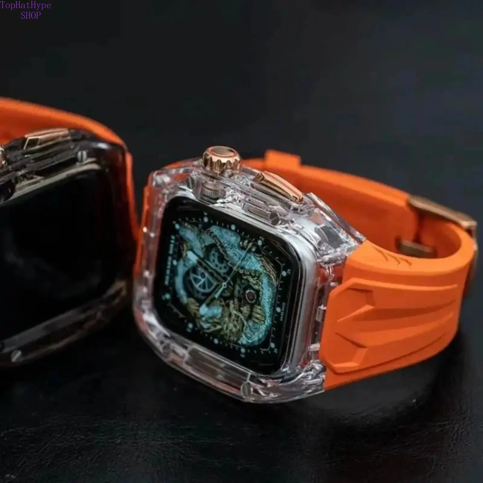 Clear Protective Case With TPU Watch Band, Stylish Mod Kit for Apple Watch 49mm Ultra, 45mm 44mm Series 9 8 7 6 5 4, Shock‑Resistant Smart Watch Accessory for Sports Daily Outdoor Activities