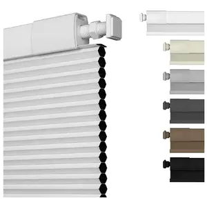 No Drill No Tools Blackout Cellular Shades Cordless Easy Install Honeycomb Blinds Thermal Insulated Noise Reduction Blinds for Indoor Windows 	 Blackout White/Light Filtering White