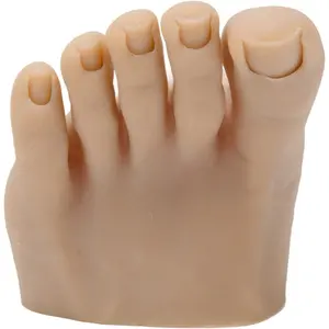 Practice Fake Foot Model, Soft Silicone Fake Foot Prosthetic Manicure Tool with Half Foot Design, Mannequin Training Foot for Nail Tips Art Training (Left)